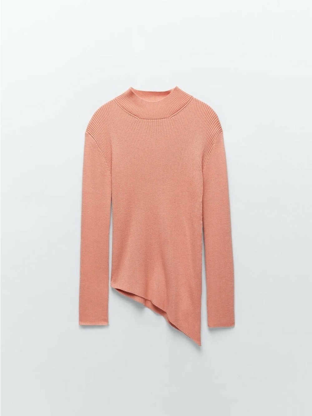 Zara Women Asymmetric Knit Mock Neck Sweater Long Sleeves // Medium